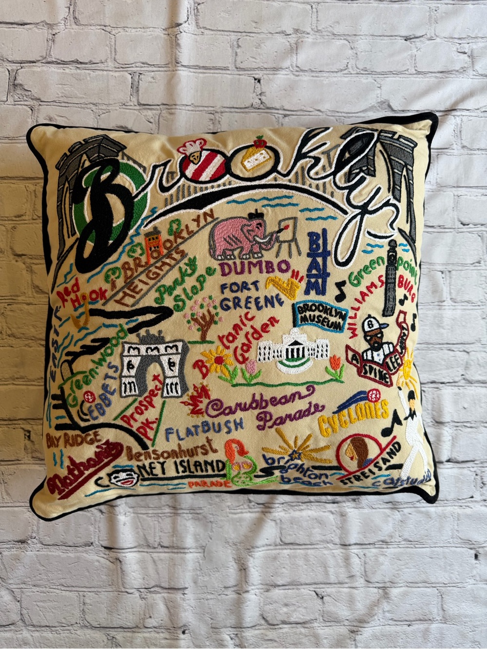 Cat Studios Brooklyn New York 2017 Version Embroidered Throw Pillow Brand New